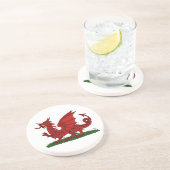 Roter Drache von Wales Sandstein Untersetzer (Seite)
