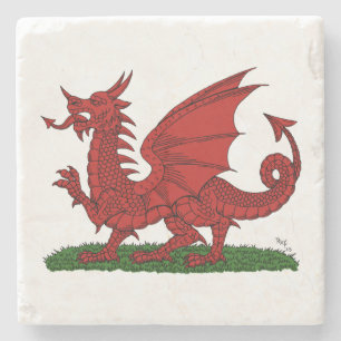 Roter Drache von Wales Steinuntersetzer