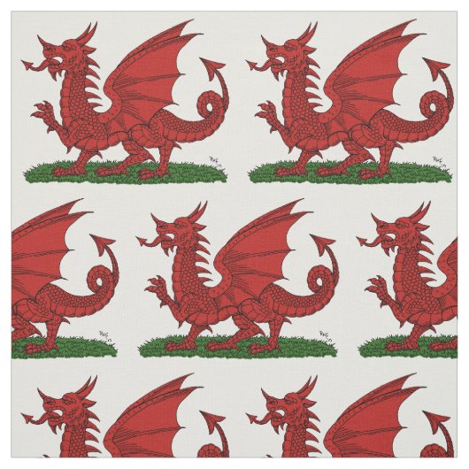 Roter Drache von Wales Stoff (Muster)