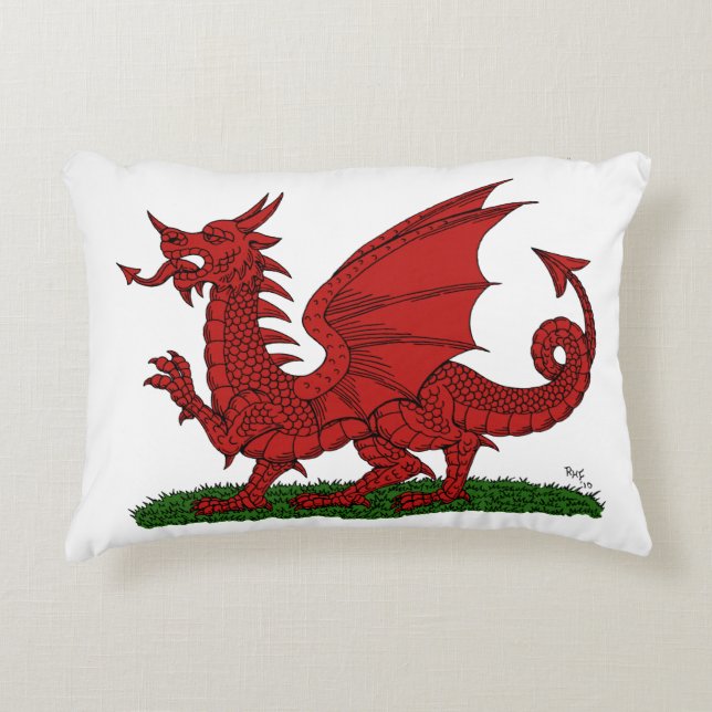 Roter Drache von Wales Zierkissen (Vorderseite)