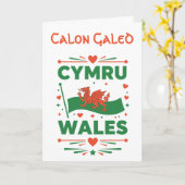 Roter Drache Wales Cymru Karte (Gelbe Blume)