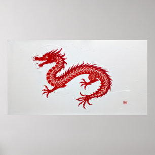 Roter Drachen Canvas Poster