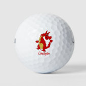 Roter Drachen-Design Golfball (Vorderseite)