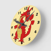 Roter Drachen-Design Runde Wanduhr (Winkel)