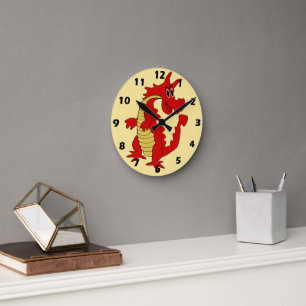Roter Drachen-Design Runde Wanduhr
