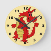 Roter Drachen-Design Runde Wanduhr (Vorderseite)