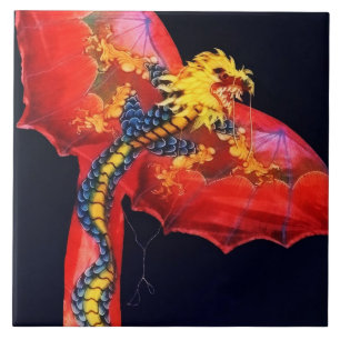 Roter Drachen Drachen Fliese