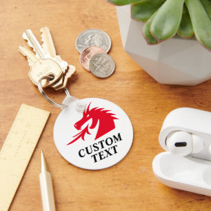 Roter Drachenkopf spuckt Flammen Schlüsselanhänger