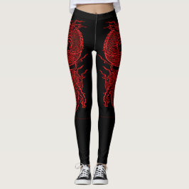 Roter Drachenkörper Tattoo Leggings