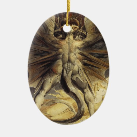 Roter Drachenschmuck Keramikornament (Vorne)