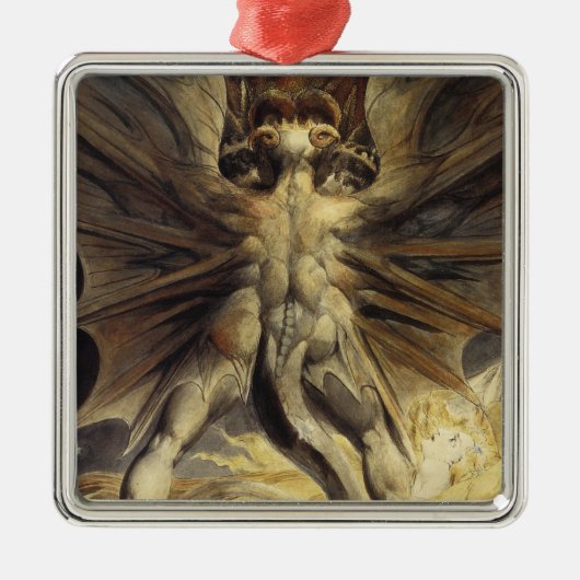 Roter Drachenschmuck Silbernes Ornament (Vorne)