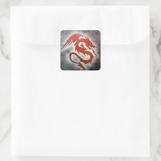 Roter Drachenschwarzer Hintergrund Quadratischer Aufkleber (Tasche)