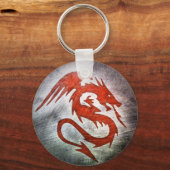 Roter Drachenschwarzer Hintergrund Schlüsselanhänger (Vorderseite)