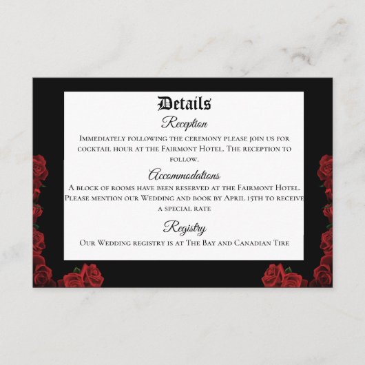 Roter Drachenschwert-Rose Begleitkarte (Vorderseite)