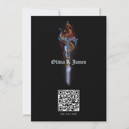 Roter Drachenschwert-Rose Einladung (Rückseite)