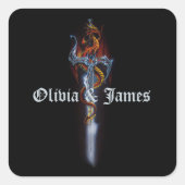 Roter Drachenschwert-Rose Quadratischer Aufkleber (Vorderseite)