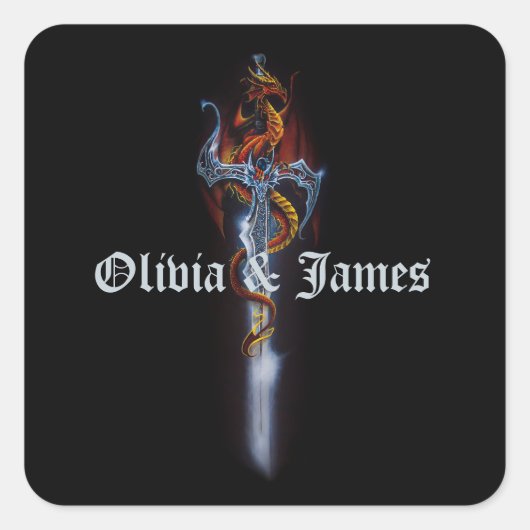 Roter Drachenschwert-Rose Quadratischer Aufkleber (Vorderseite)