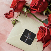 Roter Drachenschwert-Rose Quadratischer Aufkleber