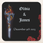 Roter Drachenschwert-Rose Rechteckiger Pappuntersetzer (Vorderseite)