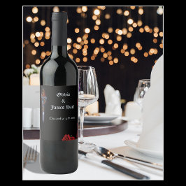 Roter Drachenschwert-Rose Weinetikett