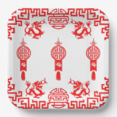 Roter Dragon Oriental Square Party Plate Pappteller (Vorderseite)