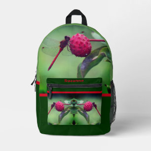 Roter Dragonfly auf Dogwood Frucht Personalisiert Bedruckter Rucksack