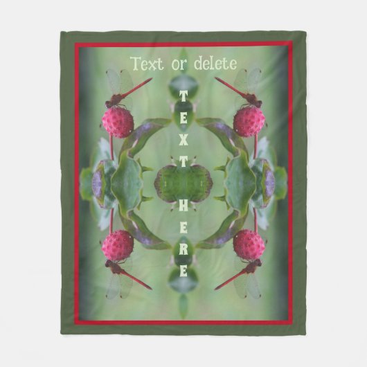 Roter Dragonfly auf Dogwood Frucht Personalisiert Fleecedecke (Vorderseite)