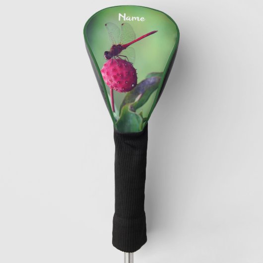 Roter Dragonfly auf Dogwood Frucht Personalisiert Golf Headcover (Vorderseite)