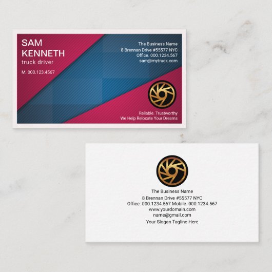 Roter Dreieck Blauer Karo LKW Transporter Visitenkarte (Vorne/Hinten)