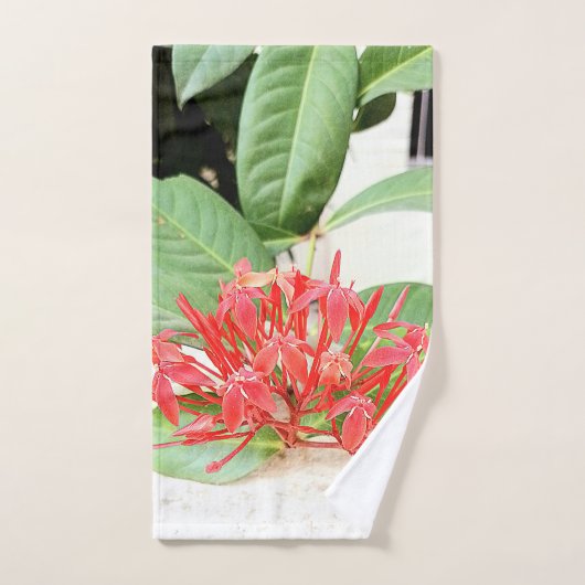 Roter Dschungel Geranium Oasis Badetuch Set (Handtuch)