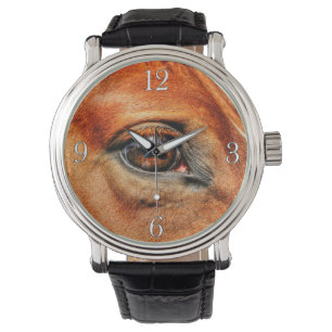 Roter Dun Horse Eye Equine Foto Portrait Armbanduhr