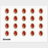 Roter Edelstein mit Diamanten Quadratischer Aufkleber (Blatt)
