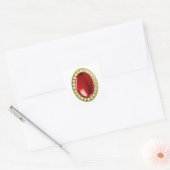 Roter Edelstein mit Diamanten Quadratischer Aufkleber (Umschlag)