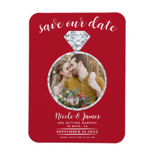 Roter Ehering Schmuck Foto Save-the-Date Magnet