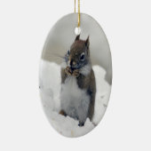 Roter Eichhörnchen-Blauer Winter Keramik Ornament (Rechts)