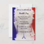 Roter Eiffelturm mit drei Farben Einladung (Rückseite)