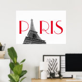 Roter Eiffelturm Paris Reisen Poster (Heimbüro)