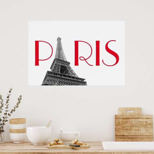 Roter Eiffelturm Paris Reisen Poster (Küche)