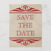 Roter Eleganter Deko Save the Date Postkarte (Vorderseite)