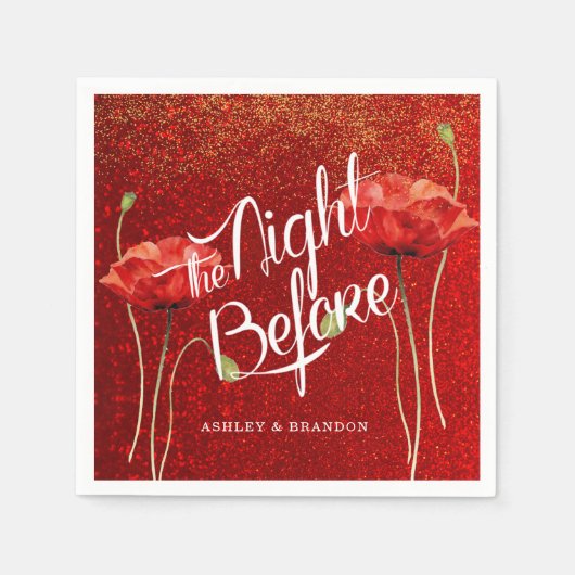 Roter eleganter Glitzer Die Nacht vor Napkins Serviette (Vorderseite)