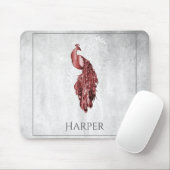 Roter Eleganter Pfau Personalisiert Mouse Pad Mousepad (Mit Mouse)
