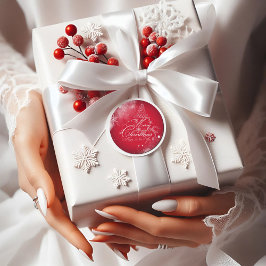 Roter Eleganter Weihnachtsbaum Runder Aufkleber