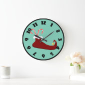 Roter Elf-Schuh mit Zuckerstangen Große Wanduhr (Zuhause)