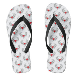 Roter Engel Herz mit Flügeln Badesandalen