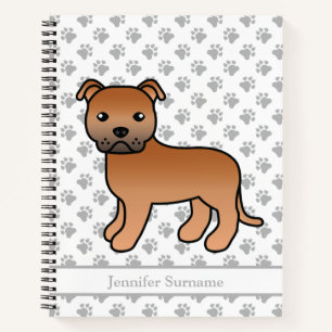 Roter englischer Staffie süßer Cartoon-Hund & Text Notizblock