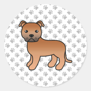 Roter English Staffordshire Bull Terrier Hund Runder Aufkleber