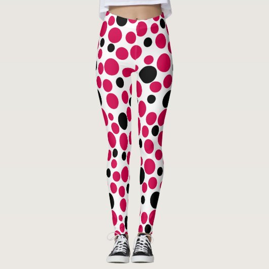 Roter Erbsenretro auf weißem Hintergrund Leggings (Vorderseite)