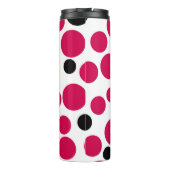 Roter Erbsenretro auf weißem Hintergrund Thermosbecher (Rückseite)