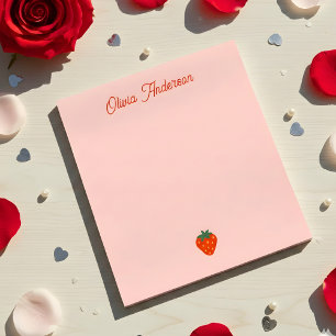 Roter Erdbeer Valentinstag Personalisierter Name Notizblock
