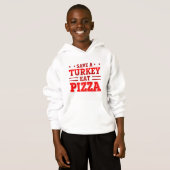 Roter Erntedank rette Pizza aus Truthahn Hoodie (Vorne ganz)